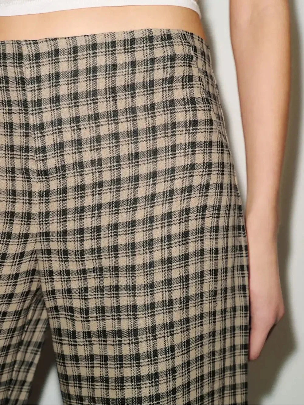 reformation Vida Checked low rise Linen Pants checked - size 4 short length